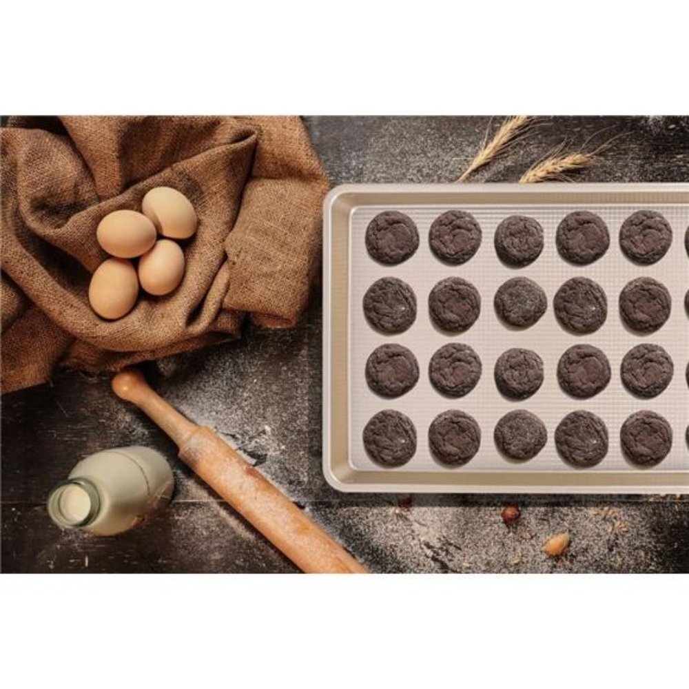 Nonstick Cookie Sheet Baking Pan 2 Piece,  17.7x12.8'',14.7x10'', Champagne Gold